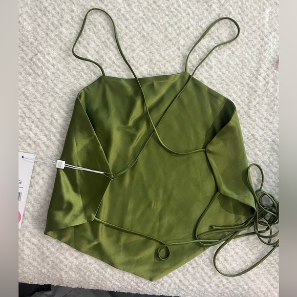 NWT Ronny Kobo nuage top in pear - halter tie green - size large - Picture 5 of 6